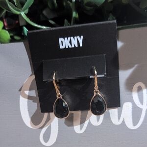 DKNY Gold and Black Teardrop Earrings